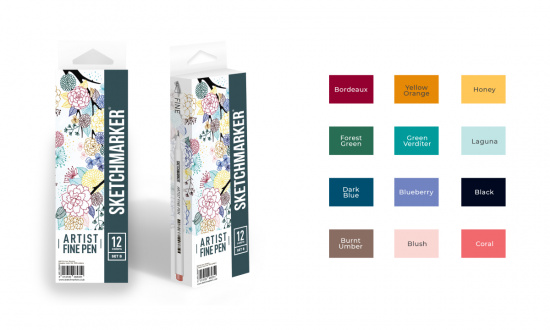 Набор капиллярных ручек Sketchmarker Artist fine pen Basic 2 12цв Набор капиллярных ручек Sketchmarker Artist fine pen Basic 2 12цв